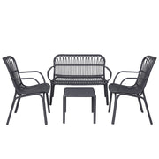 Set da giardino con divano, poltrone e tavolino in polipropilene effetto rattan - Meridiana - Antracite