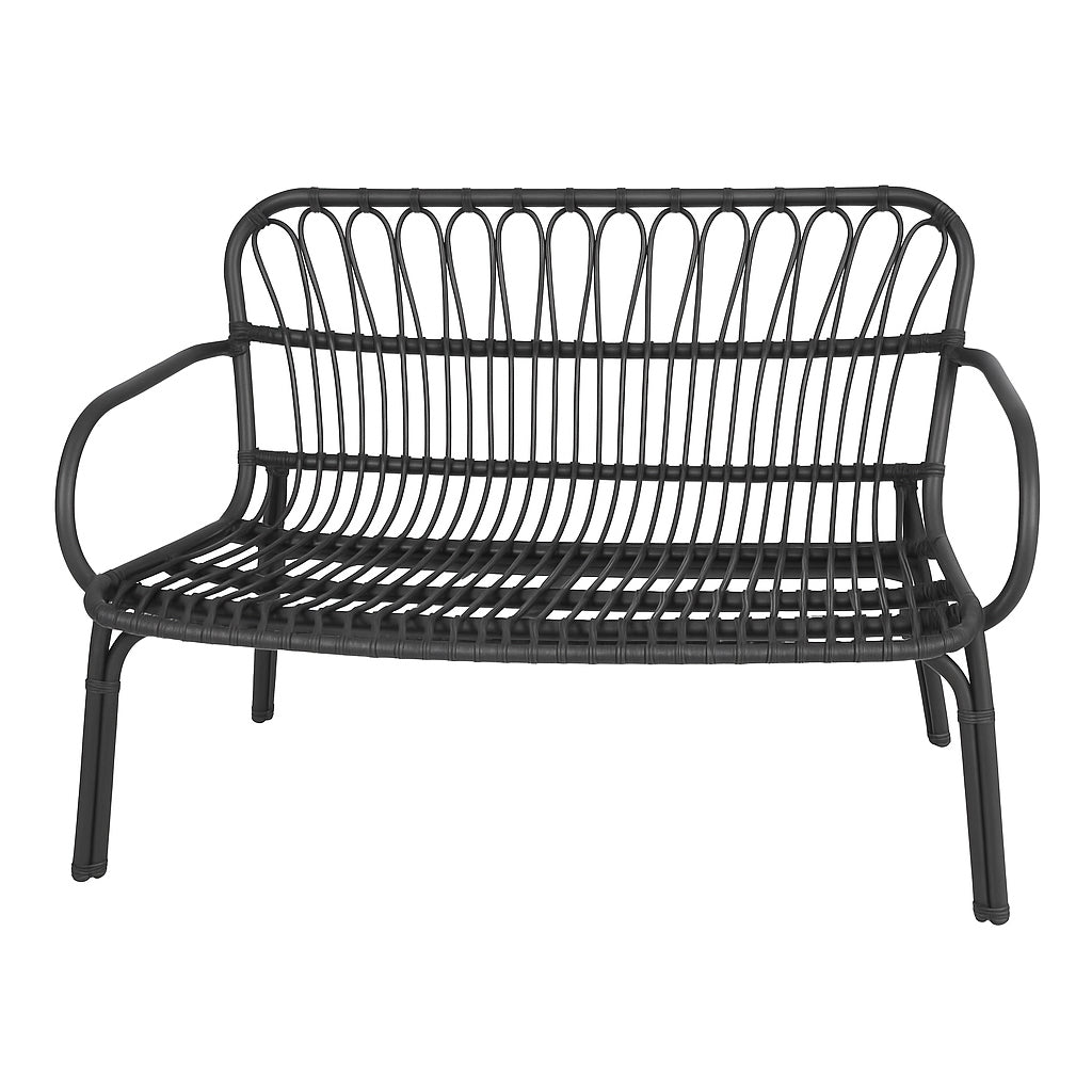 Set da giardino con divano, poltrone e tavolino in polipropilene effetto rattan - Meridiana - Antracite - BEST - 66468665327994