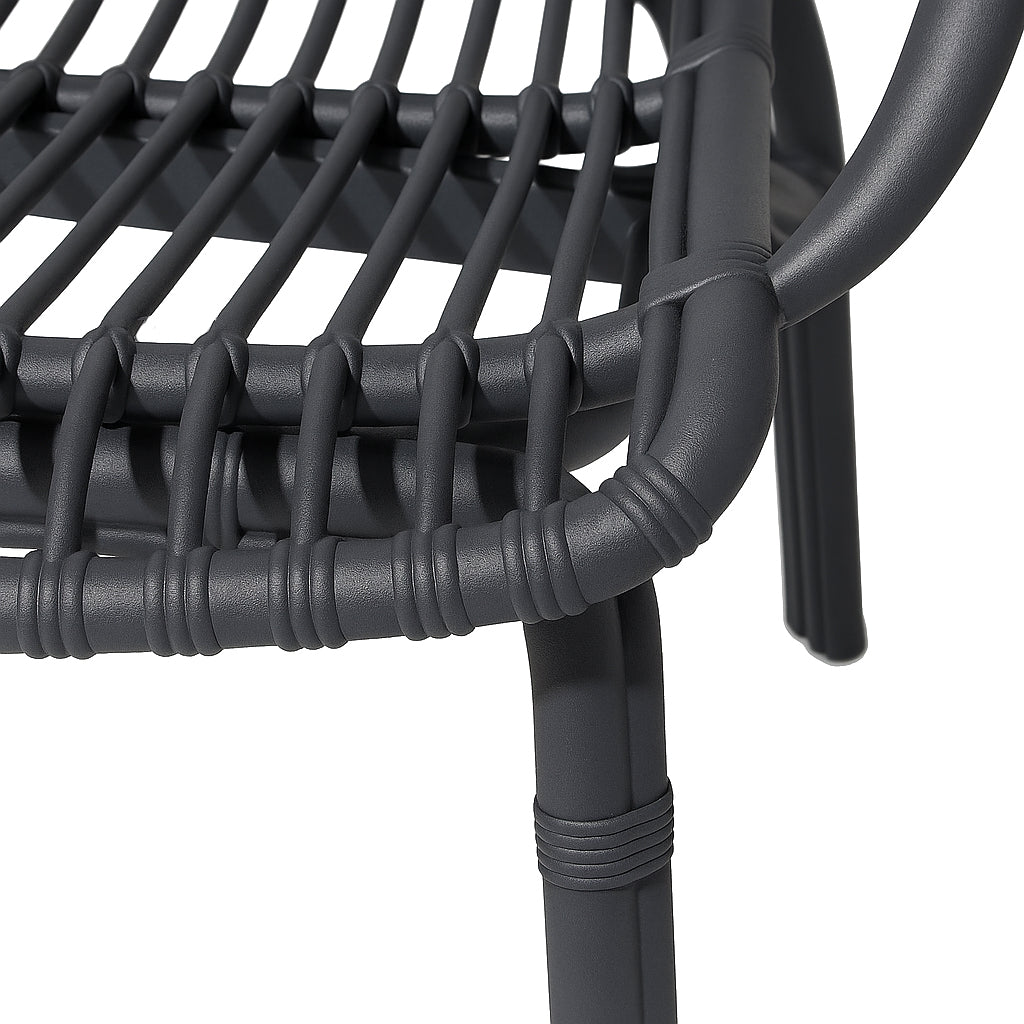 Set da giardino con divano, poltrone e tavolino in polipropilene effetto rattan - Meridiana - Antracite - BEST - 66468665426298