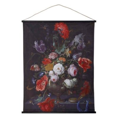 TELA STAMPA FIORI - Tela decorativa con stampa rappresentante fiori in velluto. Dimensioni: 124 x 1 x h.145 cm.