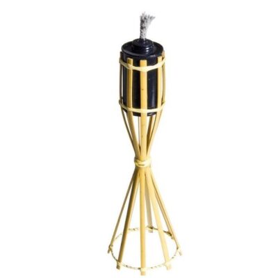 TORCIA BAMBOO DA TAVOLO - Torce in bambù con contenitore in metallo per olio lampante. Per uso esterno. Dimensioni 6x6x h.35