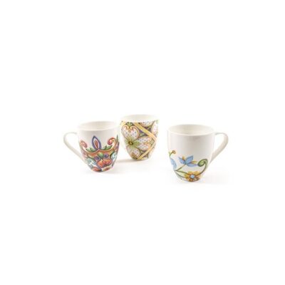 MUG IN PORCELLANA LA TERRA DEL SOLE - Mug tazza in porcellana in stile Terra del sole, 12x8xh10 cm, disegni e colori assorti
