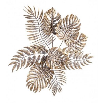 DECORAZIONE PARETE AURUM 68X67 - Decorazione in acciaio a forma di foglie con finitura color oro. Elegante e in stile contem