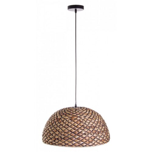 Lampadario in rattan Grid - Lampadario in stile naturale realizzato in rattan, metallo e materiale vegetale. Lunghezza del f