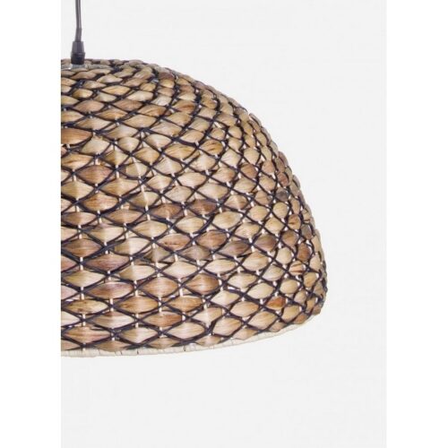 Lampadario in rattan Grid - Lampadario in stile naturale realizzato in rattan, metallo e materiale vegetale. Lunghezza del f