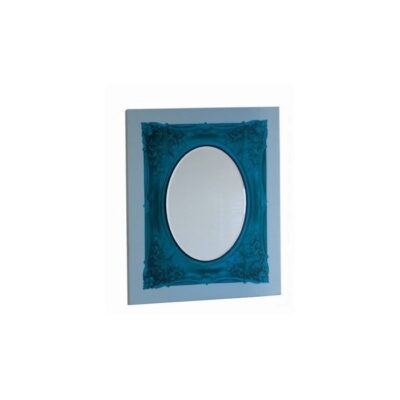 SPECCHIO CANVAS 50X60 - Specchio colorato con struttura in mdf, base in cornice stampata su tela, con applicazione ovale nel