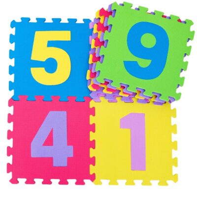 TAPPETO PUZZLE NUMERI - Tappeto a puzzle con numeri per bambini dimensioni per pezzo 29,5x29,5x0,8CM 10 pezzi.