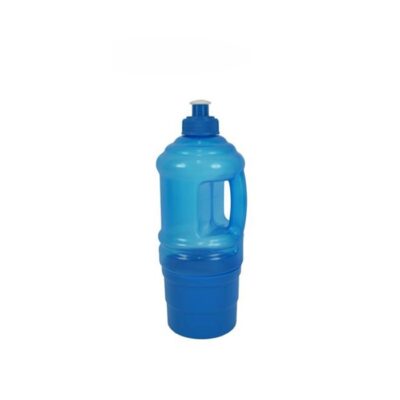 BORRACCIA IN PLASTICA BICCHIERE - Borraccia in plastica con beccuccio apri e chiudi e bicchiere, capienza 1 litro, 3 colori