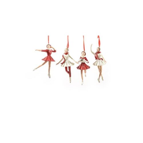 PENDENTE PATTINATRICE - Decorazione natalizia pendente pattinatrice realizzata in resina. Modelli assortiti. Dimensioni 10x1