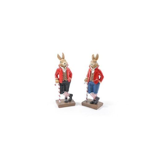 CONIGLIO MR BUNNY - Decorazione natalizia coniglio Mr Bunny realizzato in resina. Dimensioni 7x5,3x h.20 cm. Modelli assorti