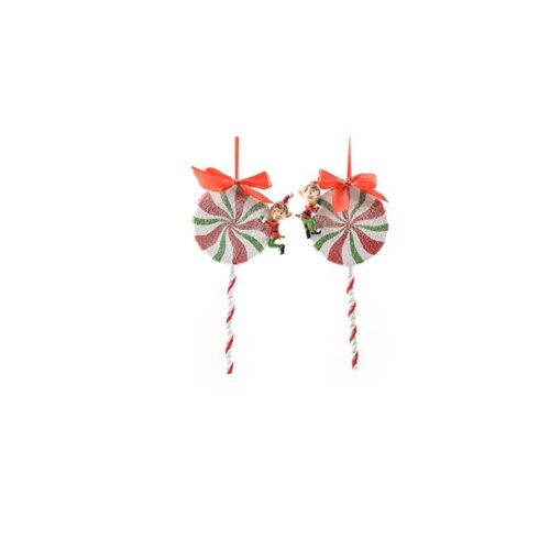 DECORAZIONE LOLLYPOP - Decorazione natalizia Lollypop realizzata in resina a forma di lecca lecca. Dimensioni 12x12x h.16 cm