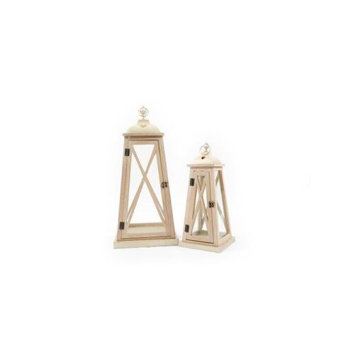 SET 2 LANTERNE IN FERRO E LEGNO - Set 2 lanterne realizzate in legno e ferro con vetro. Dimensioni lanterna grande: 30,5x30,