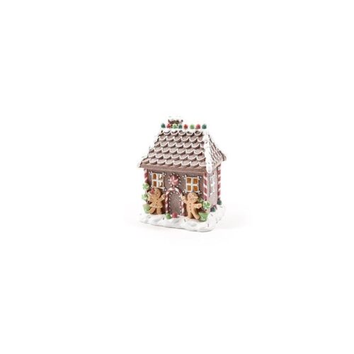 CASETTA MARZAPANE GINGERBREAD - Decorazione natalizia, idea regalo Casetta di marzapane realizzata in resina con luci a LED.