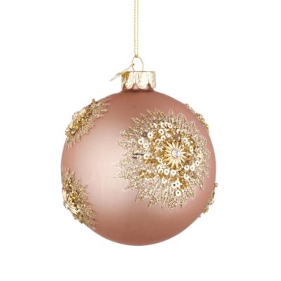Palla di Natale con medaglietta in vetro - Fairy - Decorazione natalizia Sfera Fairy champagne di colore champagne con decor
