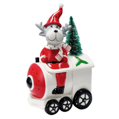 Scatola natalizia trenino con renna in ceramica - Scatola natalizia trenino con renna realizzata in ceramica. Ideale per arr