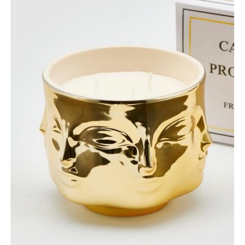 CANDELA CON VASETTO FACCE - Idea regalo candela con vaso con lineamenti del viso. Questo portacandela con facce è di colore