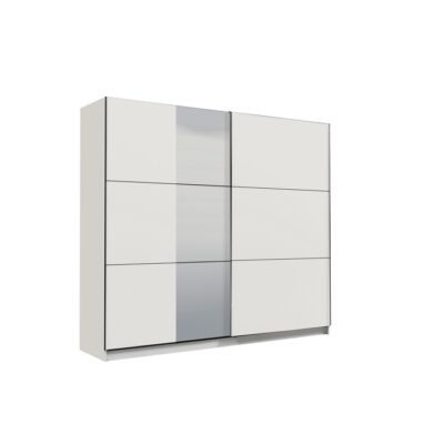 ARMADIO LIONE CON SPECCHIO BIANCO - L'armadio Lione bianco con specchio ad ante scorrevoli è realizzato in truciolato. È riv
