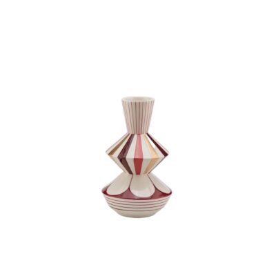 Vaso Geometrie in porcellana - Vaso Geometrie realizzato in porcellana con decorazioni bordeaux.