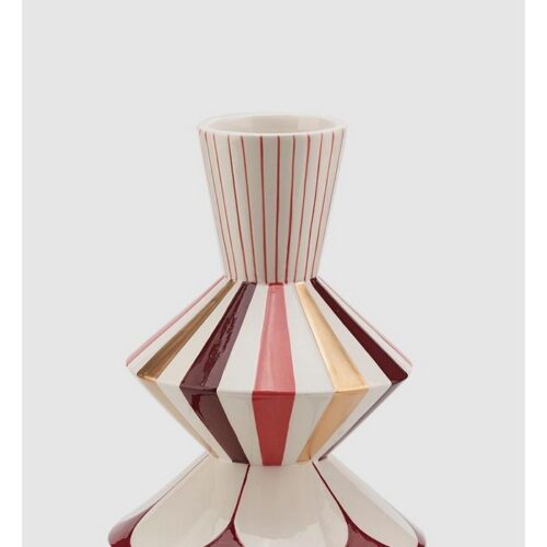VASO GEOMETRIE IN PORCELLANA - Vaso Geometrie realizzato in porcellana con decorazioni bordeaux.