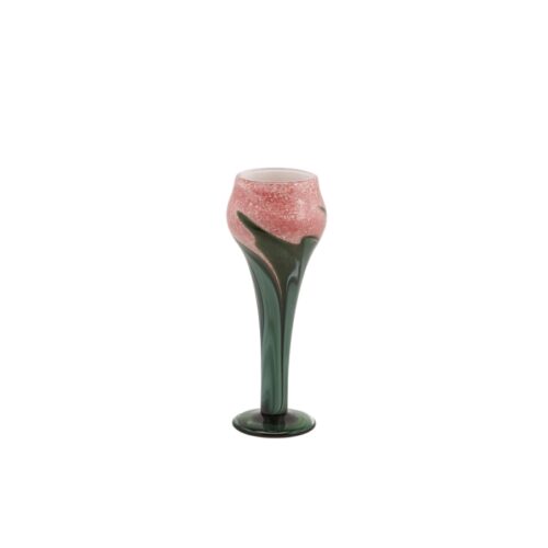 VASO A CALICE TULIPANO - Vaso a calice a forma di tulipano, decorato con colori che riportano alle naturali colorazioni dei