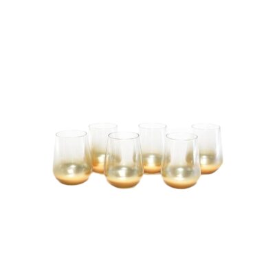 SET 6 BICCHIERI in VETRO AURUM ORO 425ML - Set da 6 bicchieri Aurum realizzati in vetro di qualità con finitura color oro. C
