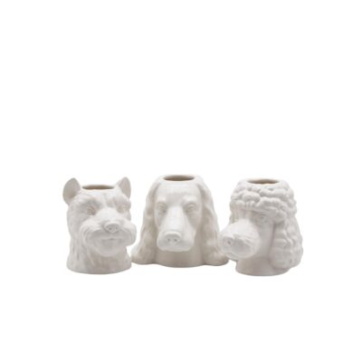 VASO SCHNAUZ+BARBONCINO+COCKER - Vaso cachepot a forma di animale realizzato in ceramica color bianco.