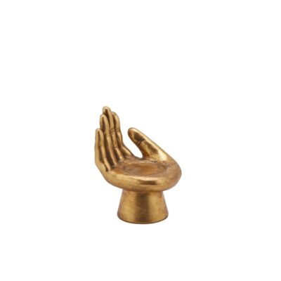 PORTACANDELA A FORMA DI MANO - Porta candela a forma di mano dorata, realizzato in poly di alta qualità, disegnato da EDG -