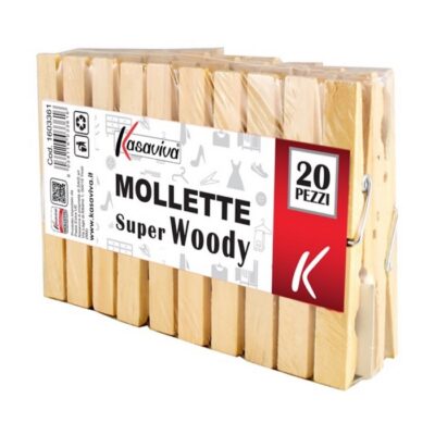 MOLLETTA SUPER WOODY SET 20 PZ.LEGNO 3361 - Set da 20 mollette Super Woody realizzate in legno.