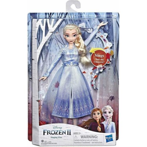 BAMBOLA MUSICALE ELSA - Questa bambola musicale di Elsa ha lunghi capelli biondi raccolti in una treccia e indossa l’abito d