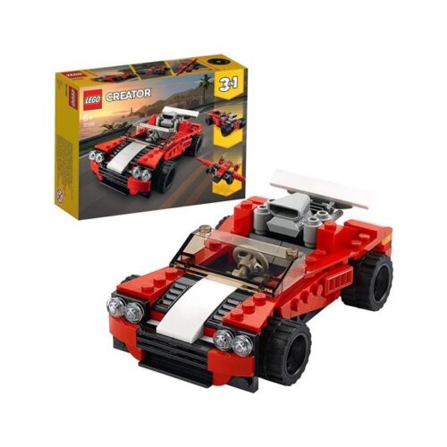 AUTO SPORTIVA CREATOR - Lancia le chiavi di questa auto sportiva LEGO® Creator 3 in 1 rossa al tuo giovane pilota o lascia c
