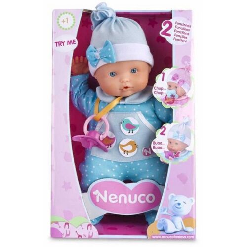 NENUCO PIANGE - Bambola Nenuco morbida con vestitino azzurro. Se tiene il ciuccio sarà tranquilla, ma non appena lo si togli