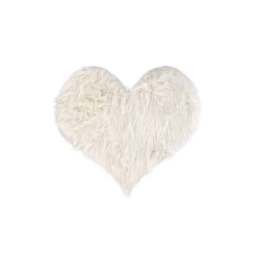 TAPPETO CUORE FURRY IN TESSUTO BIANCO - Tappeto Furry a forma di cuore realizzato in tessuto bianco, dimensioni 58x50 cm.