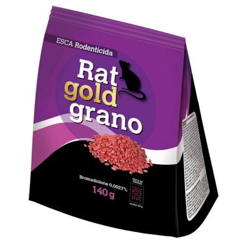 RAT GOLD RODENTICIDA IN GRANO BUSTINE DA 20GR - Esca pronta all'uso in forma di grano. Efficace contro topolino domestico, r