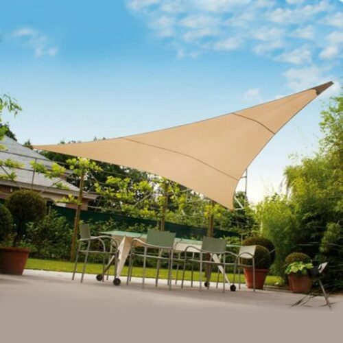 TENDA VELA TRIANGOLARE 5X5X5 BIANCA - Tenda parasole a vela rettangolare, 5x5x5 metri color écru. Tenda in polietilene stabi