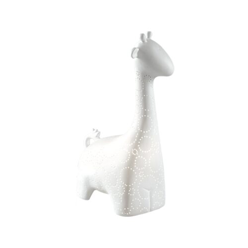 LAMPADA GIRAFFA IN PORCELLANA - Lampada da tavolo a forma di Giraffa con luce soffusa e dettagli intagliati. Ideale da lasci