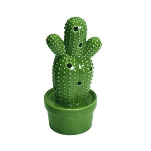 CACTUS DECORATIVO IN CERAMICA CON LED - Cactus per decorazione realizzato in ceramica con led. Colore: verde. Dimensioni: 6,