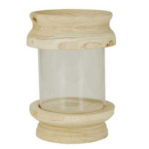 VASO CILINDRICO IN LEGNO E PLEXY - Vaso cilindrico per decorazione, realizzato in legno e plexiglass. Dimensioni: 26x39 cm.