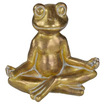 DECORAZIONE RANA ORO YOGA - Statua per decorazione che rappresenta una rana che fa yoga. Colore: oro. Dimensioni: 23,5x15,5x