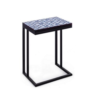 Tavolino Neapolis in acciao con piano decorato - Tavolino Neapolis è un tavolino dalle linee moderne e dalle geometrie parti