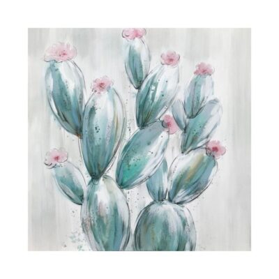 CANVAS DIP.A MANO 80X80 BLOOMING CAC. - Canvas dipinto a mano Blooming Cactus. Dimensioni 80x80 cm