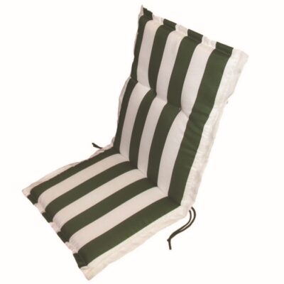 CUSCINO PER SCHIENALE BASSO CON VOLANT RIGATO BIANCO - Cuscino per schienale basso con volant color bianco e verde, dimensio