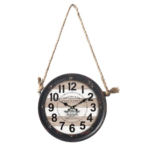 OROLOGIO DA PARETE CON CORDA CLYDE 27,7X27,7X6,5CM - Se stai cercando un orologio da appendere in stile industriale o vintag