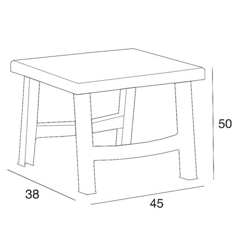 TAVOLINO BERMUDA MIS.51X46 4 GAMBE - Il tavolino Bermuda è realizzato in polipropilene. Con design semplice e lineare, è in