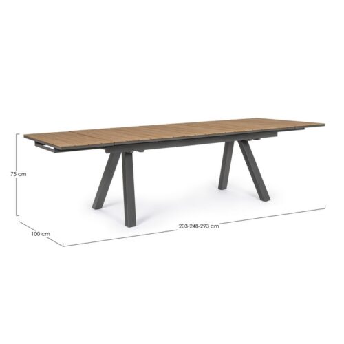 Tavolo da giardino in alluminio con piano effetto legno - Elias - Il tavolo Elias è un tavolo allungabile da giardino con st