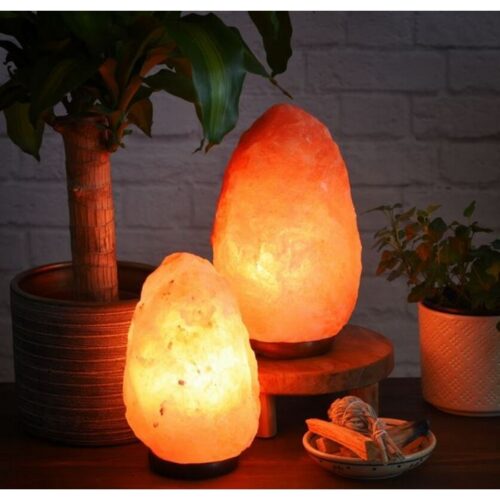 Lampada in salgemma naturale dell'himalaya con base in legno - Crea una rilassante e sensoriale atmosfera con la nostra lamp