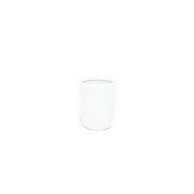Portaspazzolini in ceramica - treccia - Portaspazzolini realizzato in ceramica modello Treccia. Dimensioni diametro: 8,5 cm,