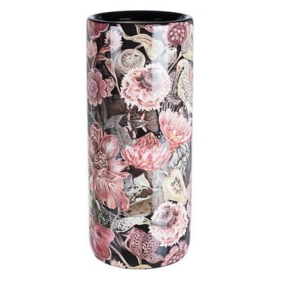 P.OMBRELLO FIORE ROSA PORC H46 - Porta ombrello realizzato in porcellana con decorazione floreale. Dimensioni: Ø20xH46
