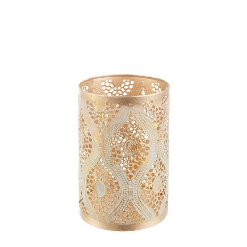 Porta candela cilindrico dorato - Namid - Porta candela Namid realizzato in metallo. Un ottimo accessorio per decorare la tu