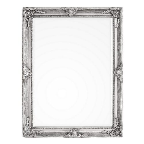 SPECCHIO RETTANGOLARE CON CORNICE ARGENTATA - MIRO - Specchio Miro realizzato in legno di abete con cornice dipinta. Adatto