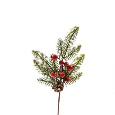 Ramo natalizio per decorazione natalizia con bacche 42 cm - Decorazione natalizia rametto tralcio con bacche. Altezza: 42 cm.